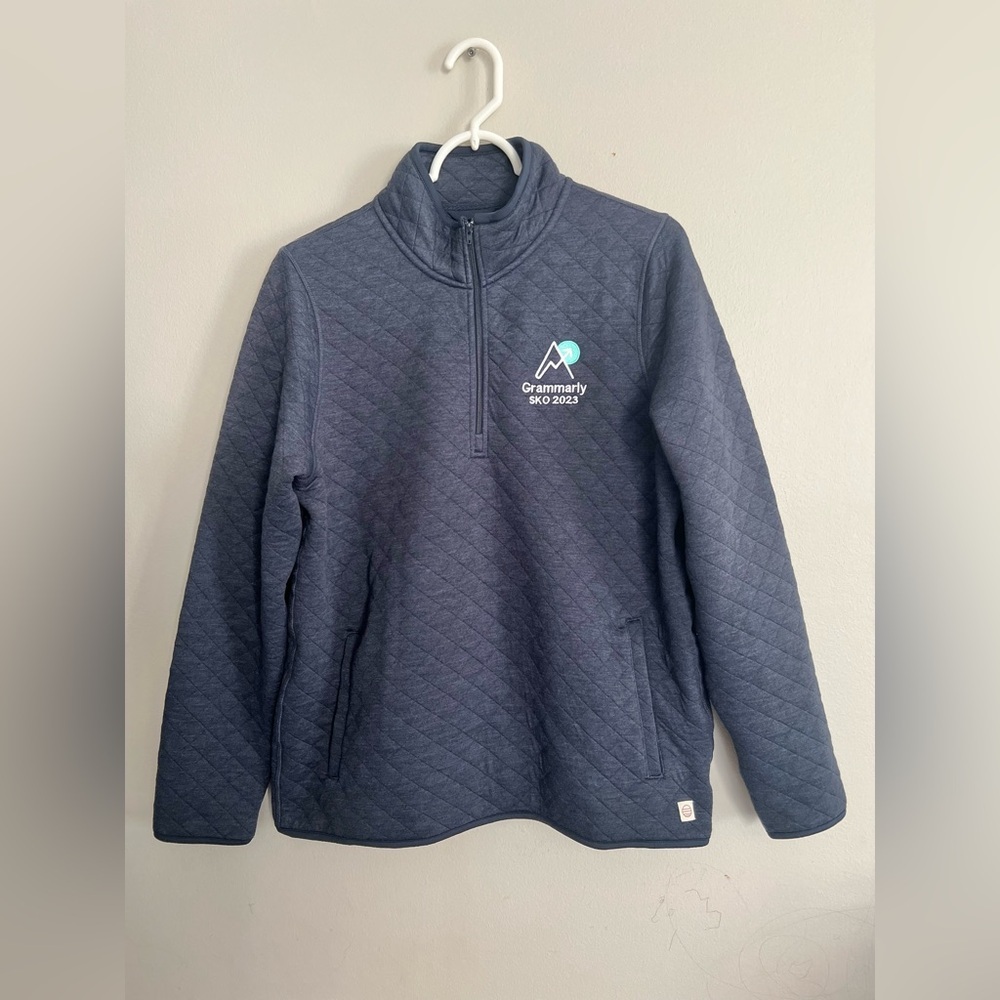 Marine Layer Corbett Quilted Quarter Zip Pullover Heather Mens Size Large Warm